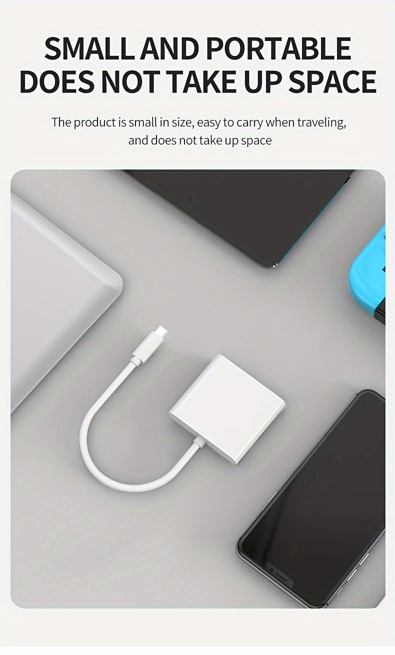 1 x USB-C-Dock aus weißem ABS-Material für 4K 30Hz HDTV + USB3.0 + PD100W, geeignet für Mobiltelefone, iPads, Laptops_voghion.com