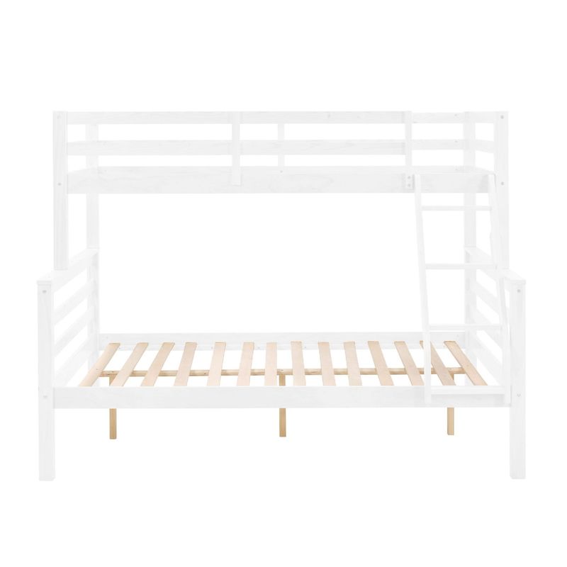 Twin Over Full Bunk Bed With Thick Posts,Wooden Bunk Bed With High Guardrail And Ladder For Kids, Teens, Dorm Rooms, And Guest Rooms,No Box Spring Needed,White_voghion.com