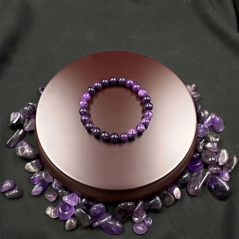 Purple Dragon Stone Bracelet – Adjustable Elastic Line Healing Crystal Jewelry For Energy & Balance_voghion.com