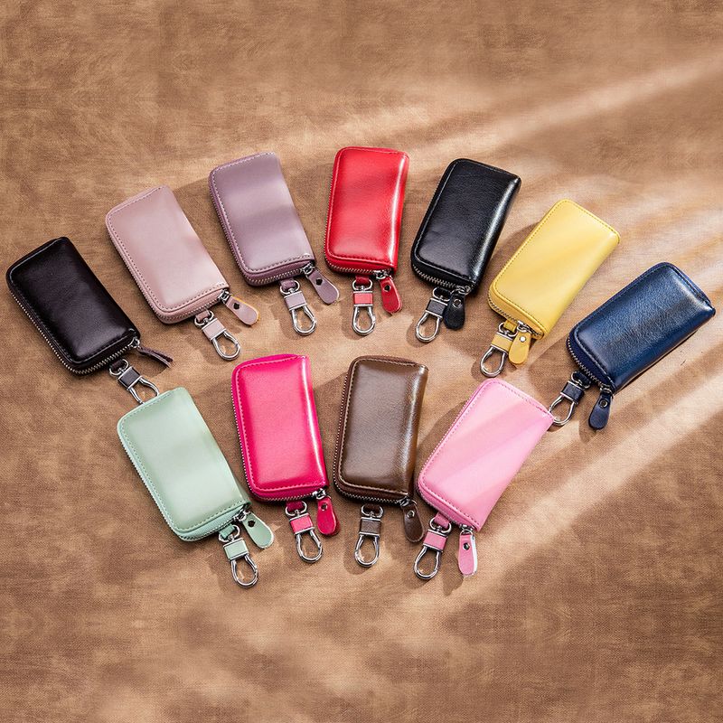 Andralyn Minimalist Keybag for Men and Women Leather Zipper Keybag Cowhide General Motors Multifunctional Home Keybag_voghion.com