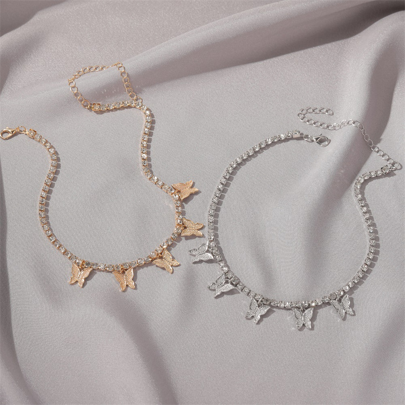 Collana con ciondolo cubano a farfalla con strass 2023, stile hip-hop, girocollo corto_voghion.com