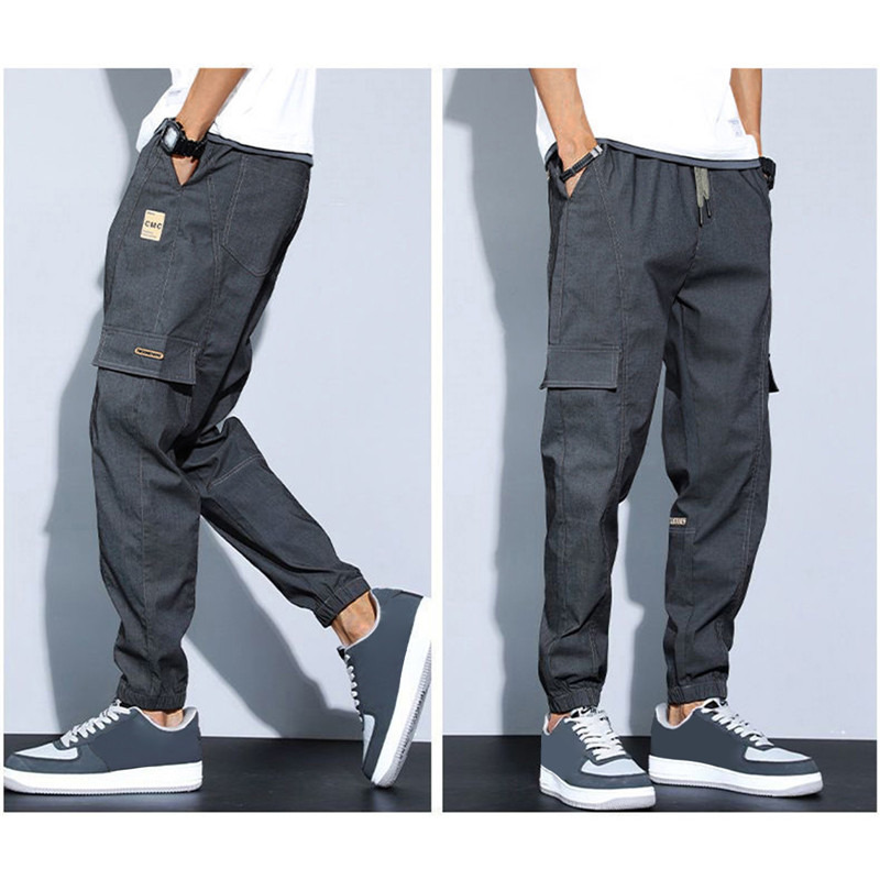 Korean Pant Summer Spring Men Elastic Cargo Sweatpants Jogger Harem Hip Thin Trousers Casual Cotton Waist Hop Slim Pants_voghion.com