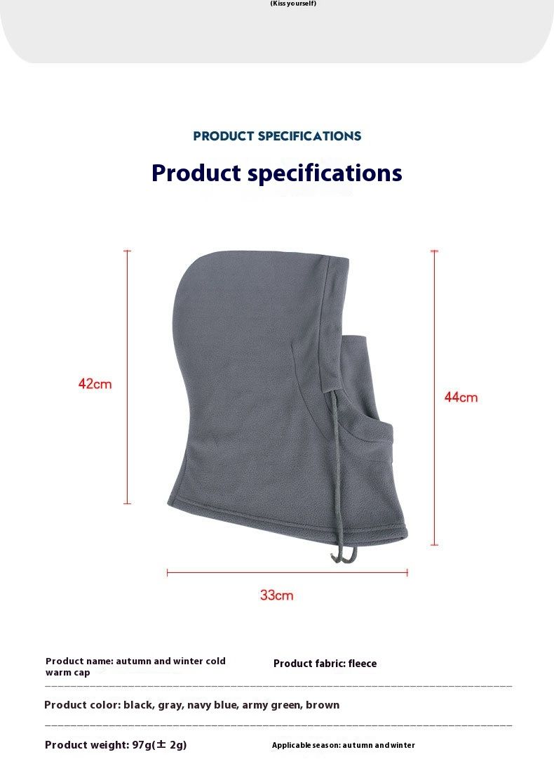 Winter warm hat, men's face mask, scarf, windproof cold proof integrated fleece headband, cycling and skiing hood_voghion.com