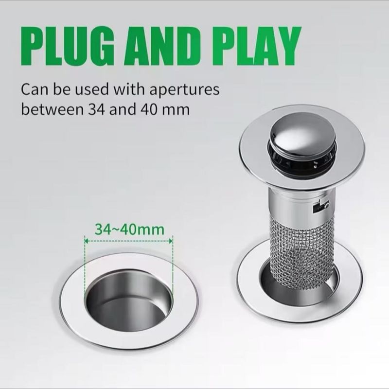 Modern Design Push Out Drainage Filter Overflow Plug, Used For Overall Household Bathroom Sink Drainage_voghion.com