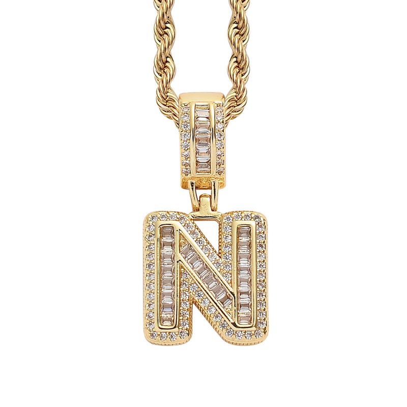 Collana hip hop rock sugar square zirconio ciondolo lettera inglese moda hip hop uomo e donna lettera collana personalità alla moda_voghion.com