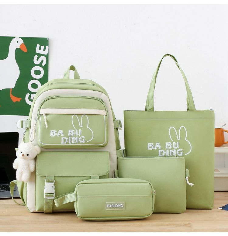 Borse da donna Zaino scolastico da cinque pezzi per ragazze, versione in stile foresta, per studenti delle scuole medie, zaino in tessuto, zaino da scuola, nuovo zaino_voghion.com