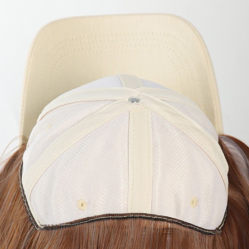 Haarverlängerungen Mode Hut Perücke weibliche lange lockige Haare Highlight Fox Stickerei Baseball-Mütze mit Perücke_voghion.com