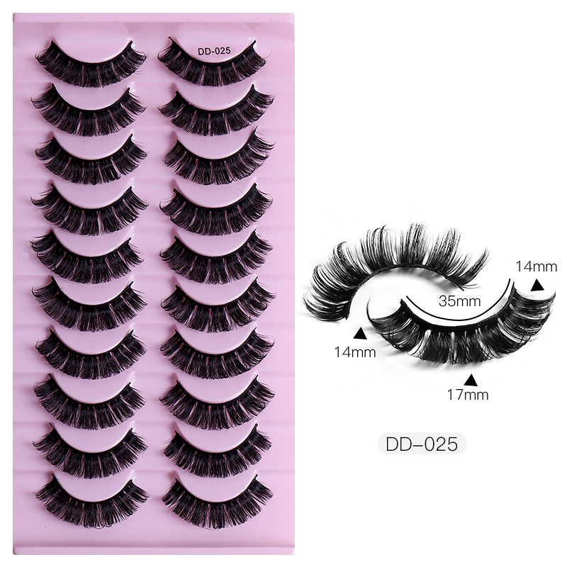 10 Pairs Of Russian Large High Curl Natural Eyelashes, Dense Black Cotton Thread False Eyelashes_voghion.com