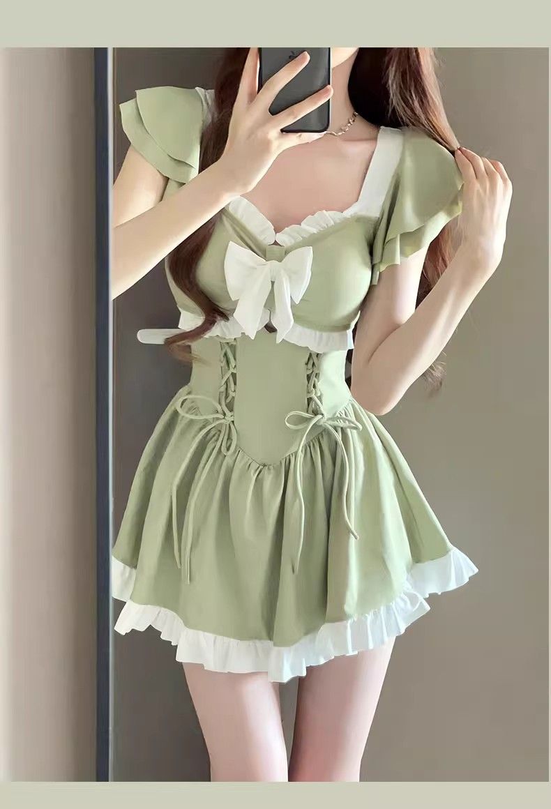 Maillot de bain une pièce pour femme, sensation haut de gamme, nouveau style de robe de princesse mignonne et douce pour l'été, conservateur, flatteur,_voghion.com