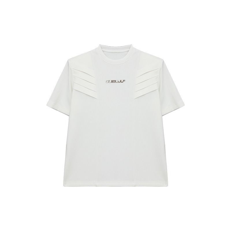 Original Design T-shirt Men's Multi-level Structure Shoulder Pad Short Sleeved Summer Half Cut Sleeve_voghion.com