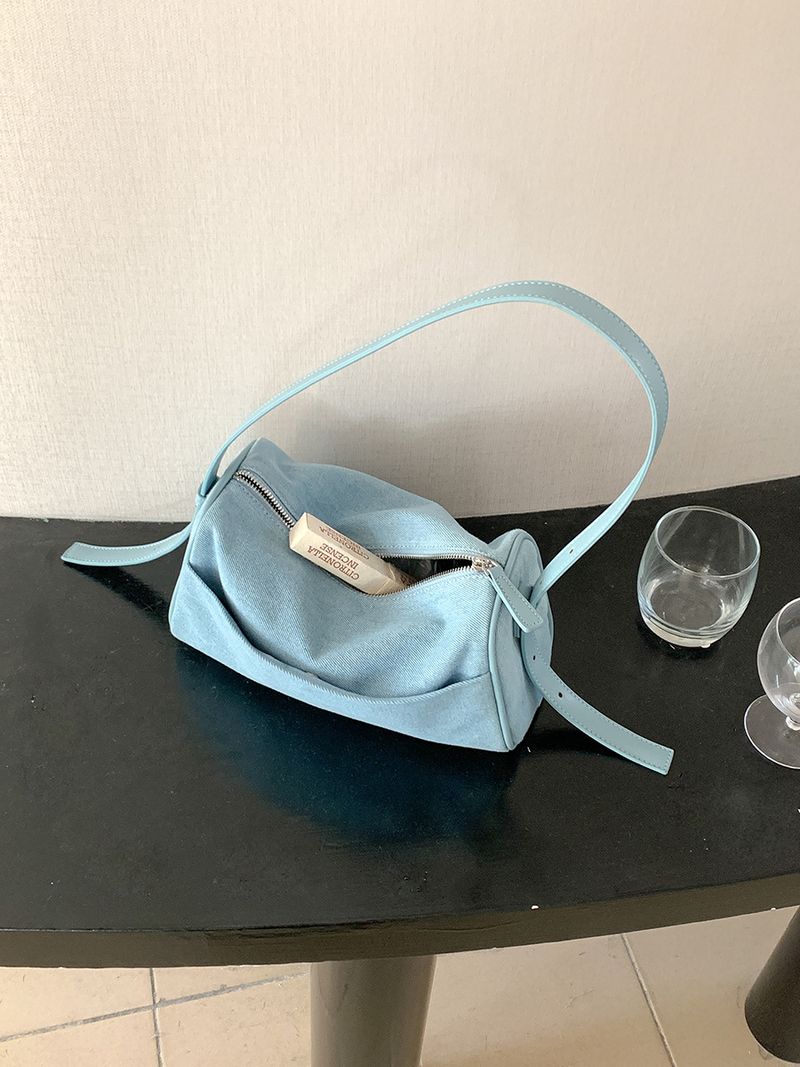 Borsa a tracolla piccola quadrata per donna, stile coreano, nuova estate 2025, in denim blu artistico, alla moda e casual_voghion.com