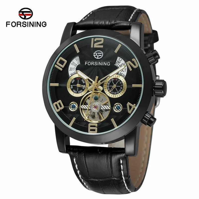Orologio automatico di lusso da uomo con tourbillon e quadrante grande, cinturino in vera pelle, fibbia in acciaio inossidabile, vetro minerale, orologio casual alla moda_voghion.com