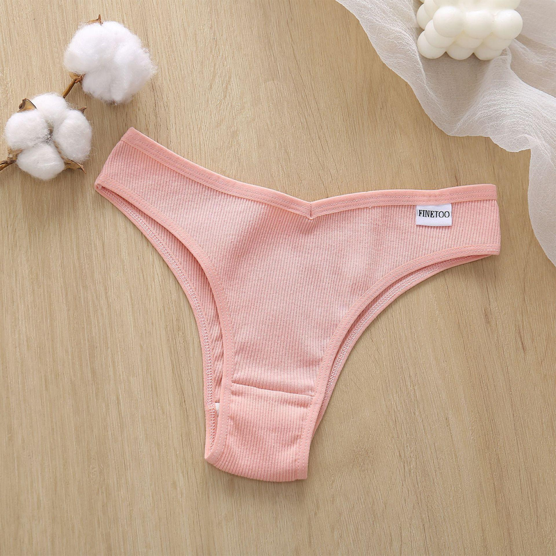 Tanga feminina de algodão cintura baixa sexy respirável confortável roupa íntima sem costura_voghion.com