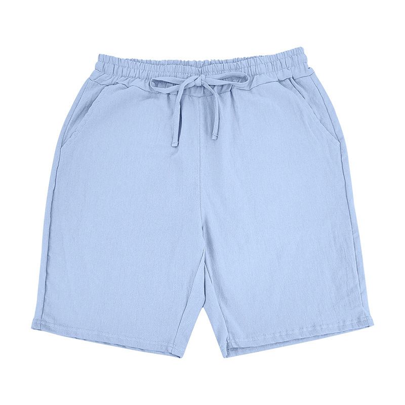 Completo da uomo in lino con camicia e pantaloncini - Completo casual estivo da spiaggia a maniche corte con vestibilità ampia_voghion.com