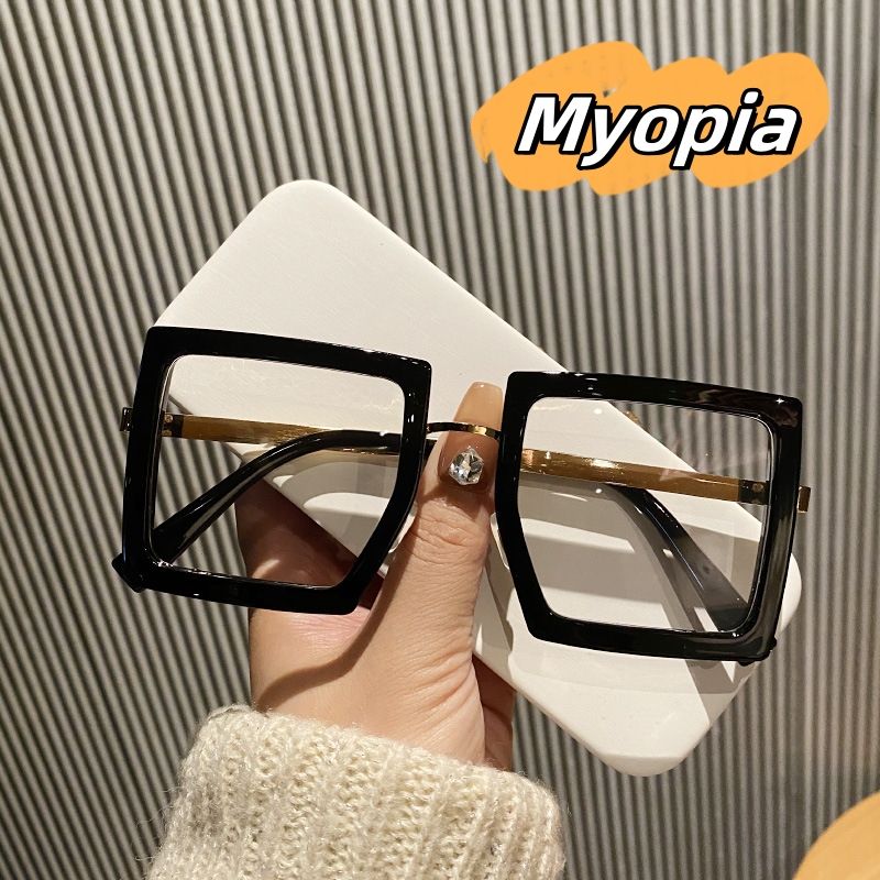 Lunettes d'ordinateur rétro surdimensionnées pour femmes, nouveau Style de grande myopie, blocage de la lumière bleue, monture carrée, lunettes de vue courtes_voghion.com