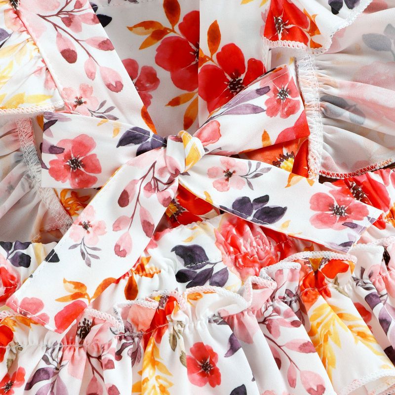 children's clothing style floral print with ruffle edge skirt hem, buttocks, jumpsuit, climbing suit, baby girl ins_voghion.com