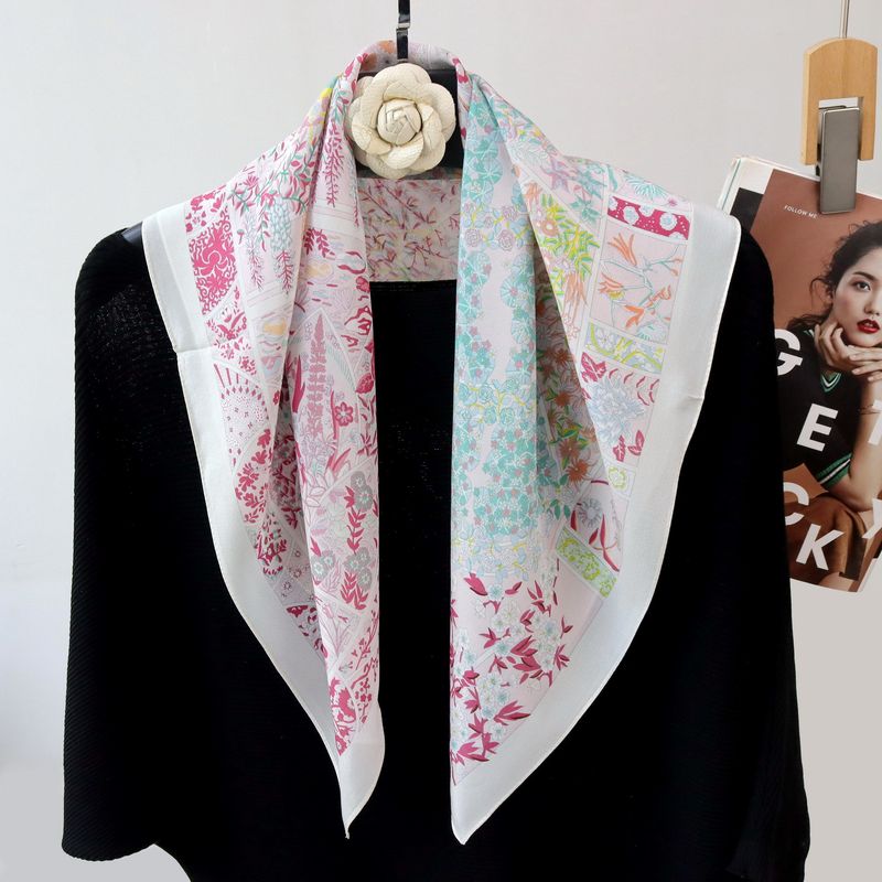 Hochwertiger Monet-Garten! Doppelter Crêpe-Schal für Damen, vielseitiger quadratischer Halsschal aus Maulbeerseide für Frühling und Sommer, doppelt_voghion.com
