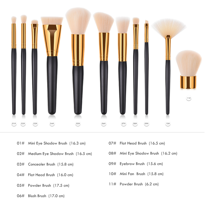 11 Stück Make-up-Pinsel, Beauty-Tools, loser Puderpinsel, Fächerpinsel, rosa und lila Reim-Set GUJHUI_voghion.com