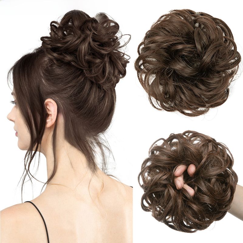 wig female flower bud ball head chemical fiber invisible fluffy natural long beard wig hair ring_voghion.com
