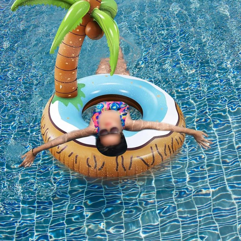 Summer Supplies Vacation Adult Pool Party Inflatable Floating Coconut Tree Swimming Ring Water Lounger_voghion.com