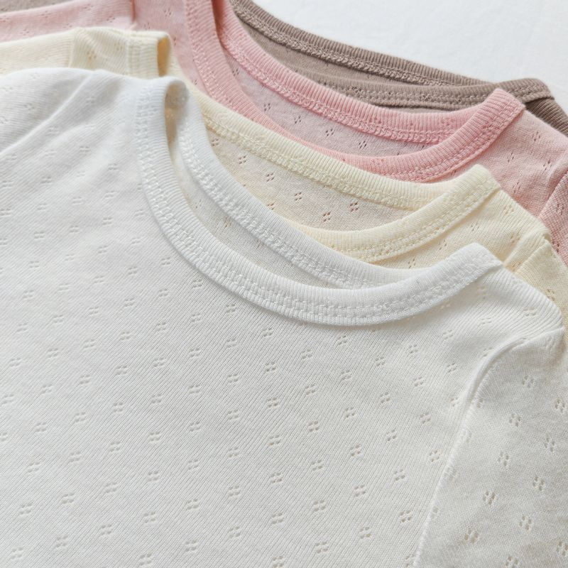 Sommer-Schlafanzug für Mädchen im koreanischen Stil aus reiner Baumwolle der Klasse A, Anzug für Zuhause, kurzärmelig, atmungsaktiv, klimatisierte Kleidung für Jungen, Kinderanzug_voghion.com