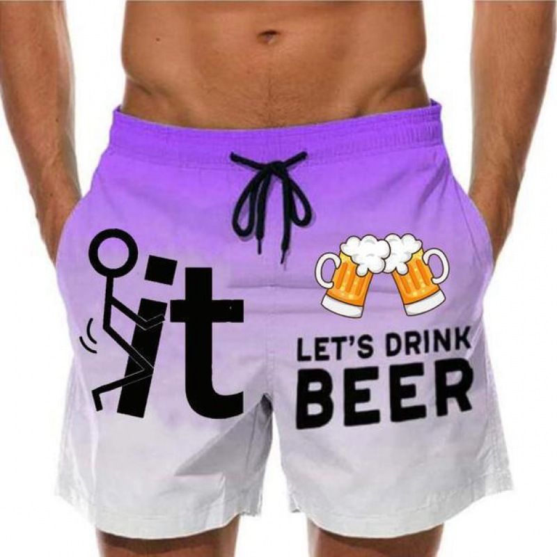 Unbeatable Quality Unbeatable Quality 2025 Summer New Men's Beach Pants 3D Fun Cartoon Beer Shorts Youth Trend_voghion.com
