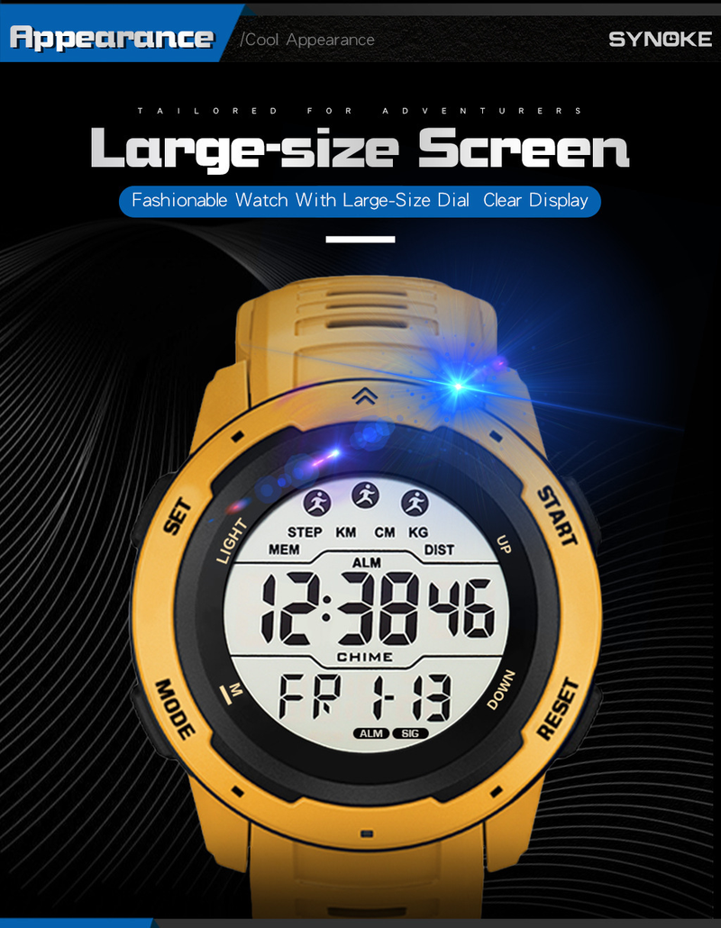New Trendy Large Screen LED Display Digital Time Electronic Silicone Watch_voghion.com
