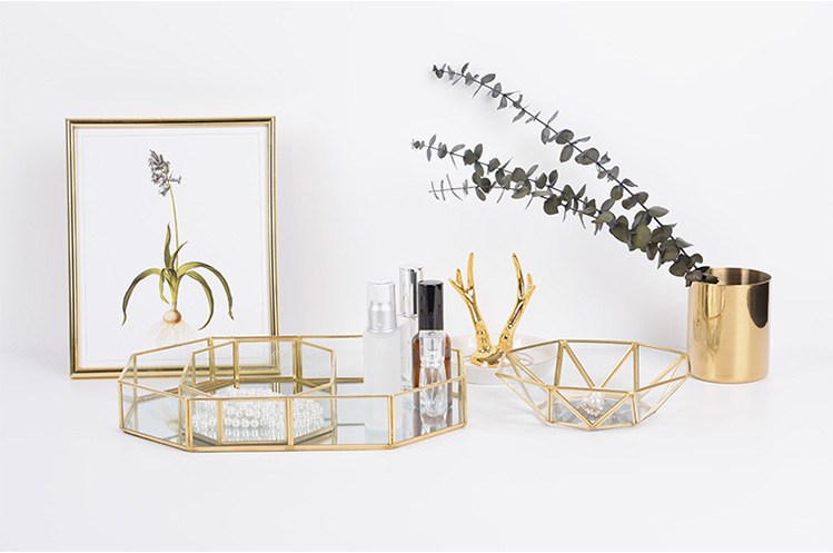 Vassoio per specchio, vassoio per profumo, vassoio per gioielli decorativo per trucco da vanità con metallo per comò, bagno, camera da letto, organizer da bancone_voghion.com