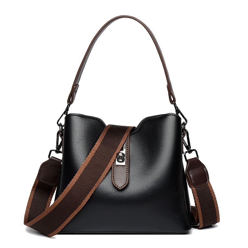 Genuine Leather Cowhide Bucket Large Shoulder Women's Casual Bag_voghion.com