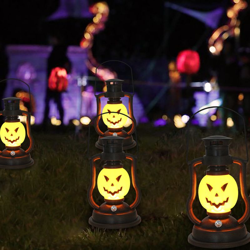 Cross Border Skull Pumpkin Lantern Halloween Battery Lantern Outdoor Garden Camping LED Portable Kerosene Lamp_voghion.com