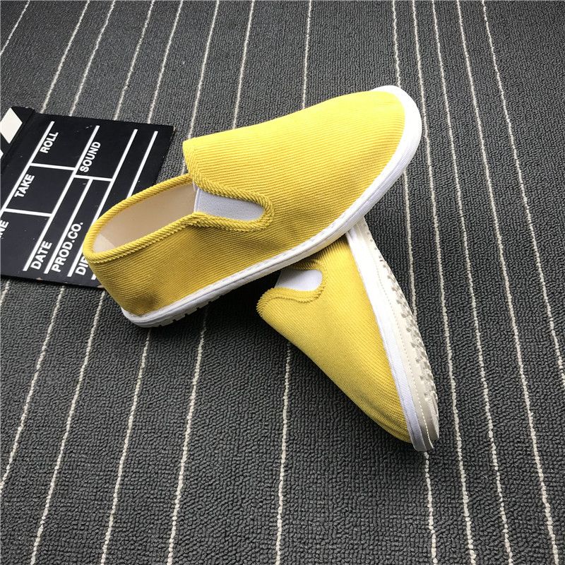 Ademende gele stoffen schoenen, casual instappers voor koppels_voghion.com