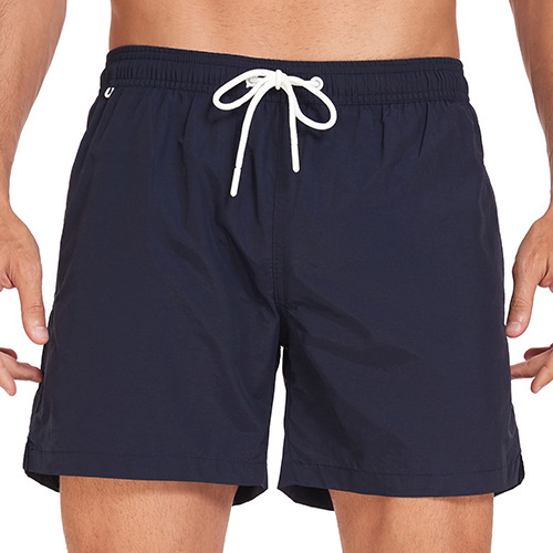Men's elastic waistband, solid color sports swimsuit, mesh lining shorts, quick drying swimsuit pockets, beach shorts_voghion.com