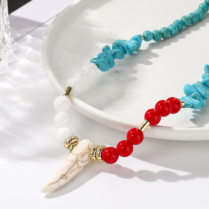 Bohemian Ethnic Wind Turquoise Necklace Female_voghion.com