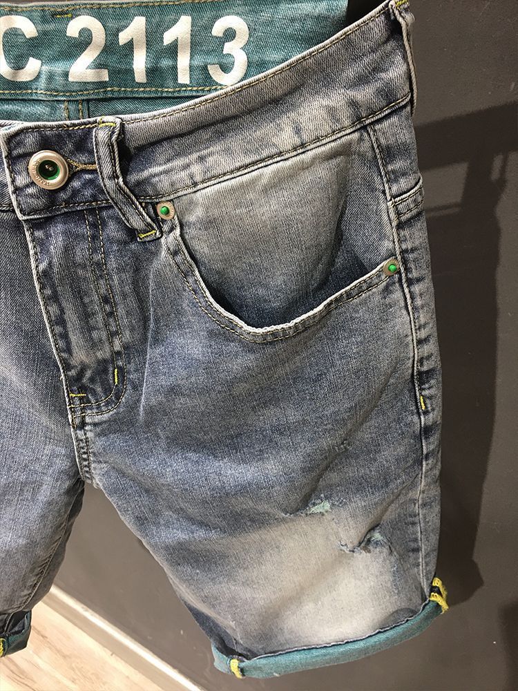 Men's Clothing Lightweight Cotton Denim Shorts - Relaxed Fit Mid-Thigh Casual Cargo Shorts Breathable & Comfortable (Blue/White/Black, Sizes 28-36)_voghion.com