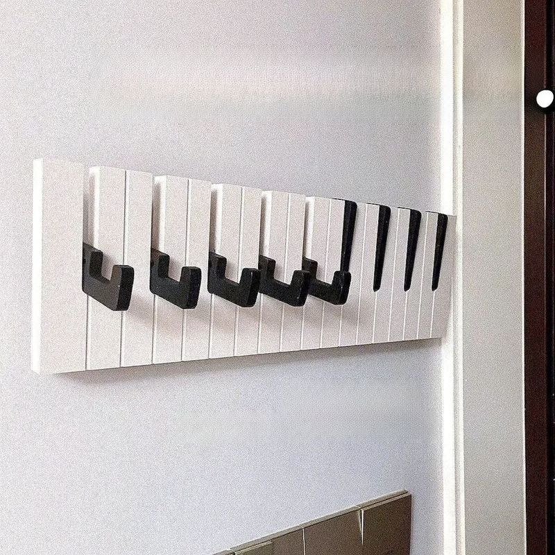 Piano Creative Decorative Wall-mounted Coat Rack Bedroom Entrance Home Wall Decoration Row Drilled Adhesive Hooks_voghion.com