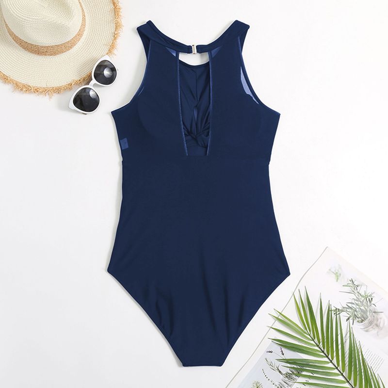 Venta al por mayor del fabricante del traje de baño de una sola pieza del bikini del color sólido atractivo de las mujeres_voghion.com