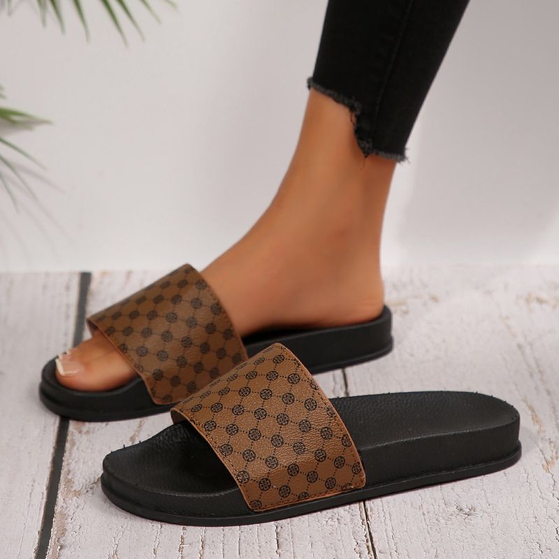 Damenschuhe, große Größe, bedruckte Flip-Flops mit dicker Sohle für Damen, Outdoor-Bekleidung, Denim, offene Zehenpartie, leichte Strandsandalen_voghion.com