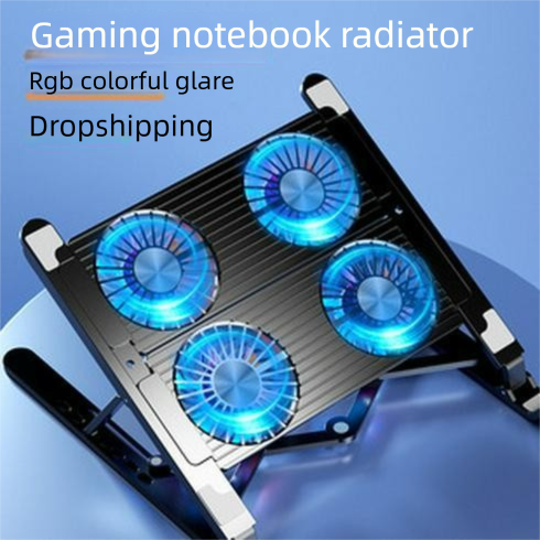 Yeni Taşınabilir Sessiz Alüminyum Alaşımlı Dizüstü Bilgisayar Soğutucu Yükseltilebilir Katlanır Stand RGB Renkli Işık Tabanı_voghion.com