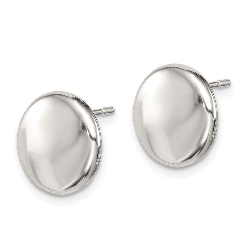 Sterling Silver Polished Button Post Earrings_voghion.com