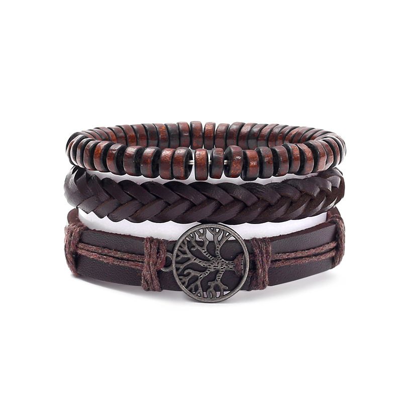 Bracciale unisex in pelle nera con teschio fatto a mano fai da te da uomo_voghion.com