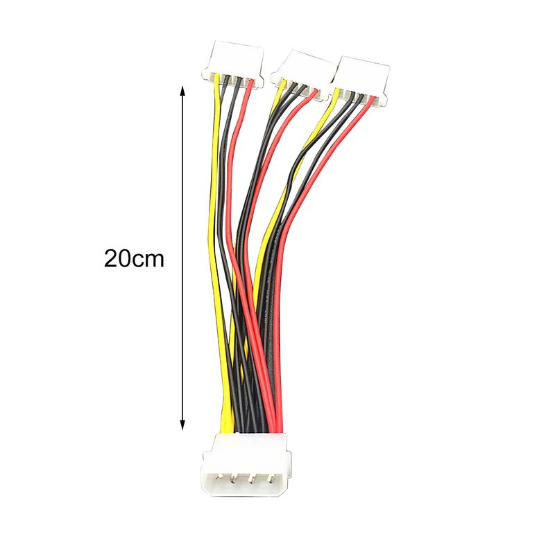 20cm Big 4-pin 1-to-3 Male to Female IDE Molex Power Extension Cable Adapter Cord for Computer PC_voghion.com