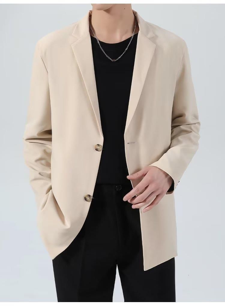 Veste blazer slim en velours côtelé pour homme - Veste de costume décontractée à simple boutonnage avec revers crantés, style décontracté, printemps-automne_voghion.com