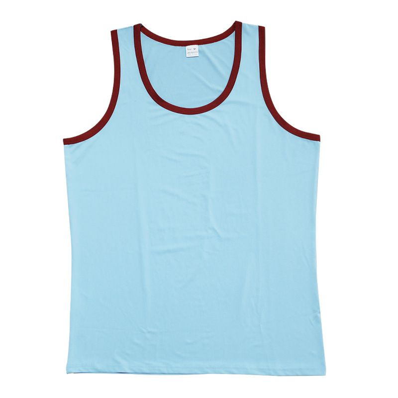 24 Cross-border Summer Men's Vest Ice Silk Solid Color New Sleeveless Breathable Tight Casual Sports Vest 2-piece Set_voghion.com