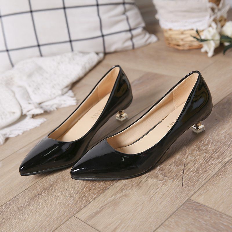 Shallow mouth pointed for women, cat sexy temperament, mid work shoes, thin heels, simple and versatile fashion women's_voghion.com