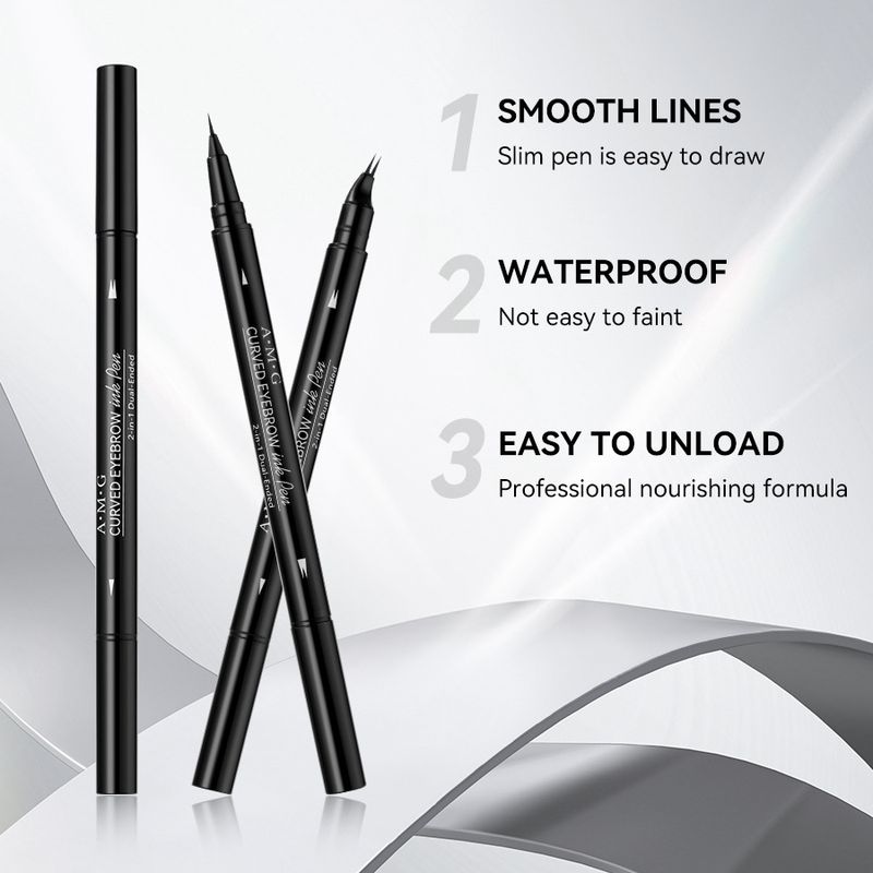 AMG Çift Başlıklı Eyeliner ve Çatal Kaş Kalemi - Suya Dayanıklı, Terlemeye Dayanıklı, Bulaşmaya Dayanıklı, Belirgin Kaş Kalemi_voghion.com