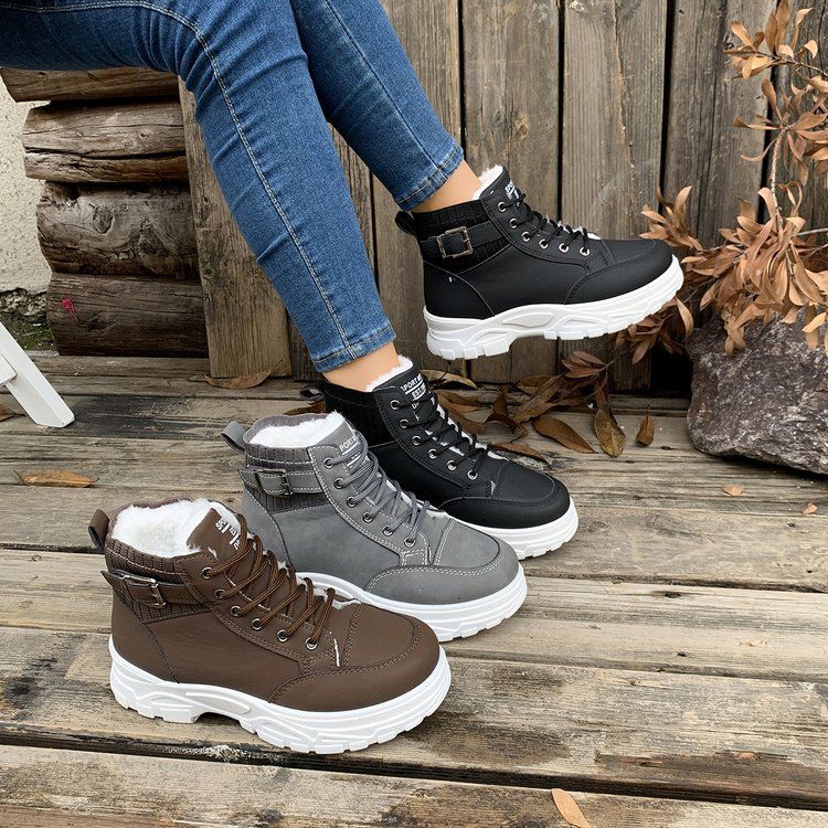 Winter 2025 Nieuwe grote maten katoenen laarzen voor dames, fleecegevoerd, verdikt, hoog model, dikke zool, antislip, waterdicht_voghion.com