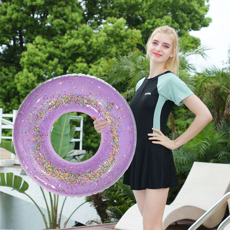 PVC Sequin Swimming Ring Thickened Outdoor Water Inflatable Floating Ring Net Celebrity Lifebuoy Underarm Circle Swimming Ring Wholesale_voghion.com