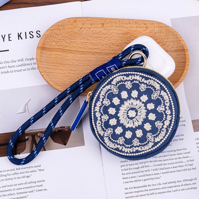 Summer New Embroidered Coin Purse Handheld Small Bag Versatile Casual Daily Waterproof Storage Key Earphone Handbag_voghion.com