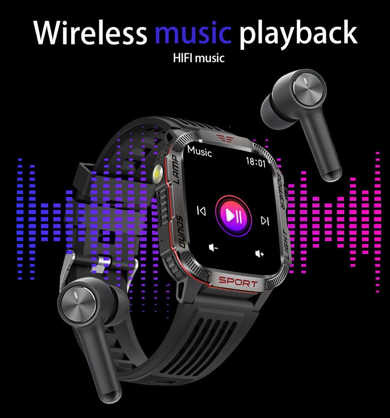 HT29 Bluetooth Akıllı Arama Saati Kalp Atış Hızı Kan Basıncı Kan Oksijen Sağlık İzleme Saati El Feneri_voghion.com