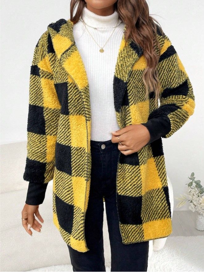 Cardigan in maglia a blocchi di colore a quadri larghi del 2025, maglione alla moda per le donne_voghion.com